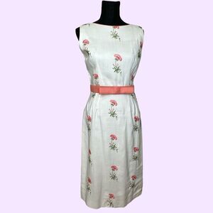NWT ELINOR PORTER Vintage White With Pink Flowers Sheath Dress Size B (4)
